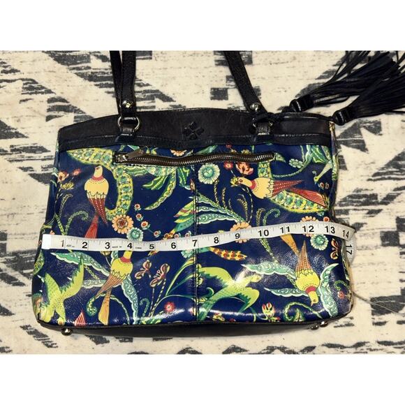 Patricia Nash Poppy Leather Tote In Birds Of Paradise Patriot Blue Purse Handbag - Picture 5 of 16
